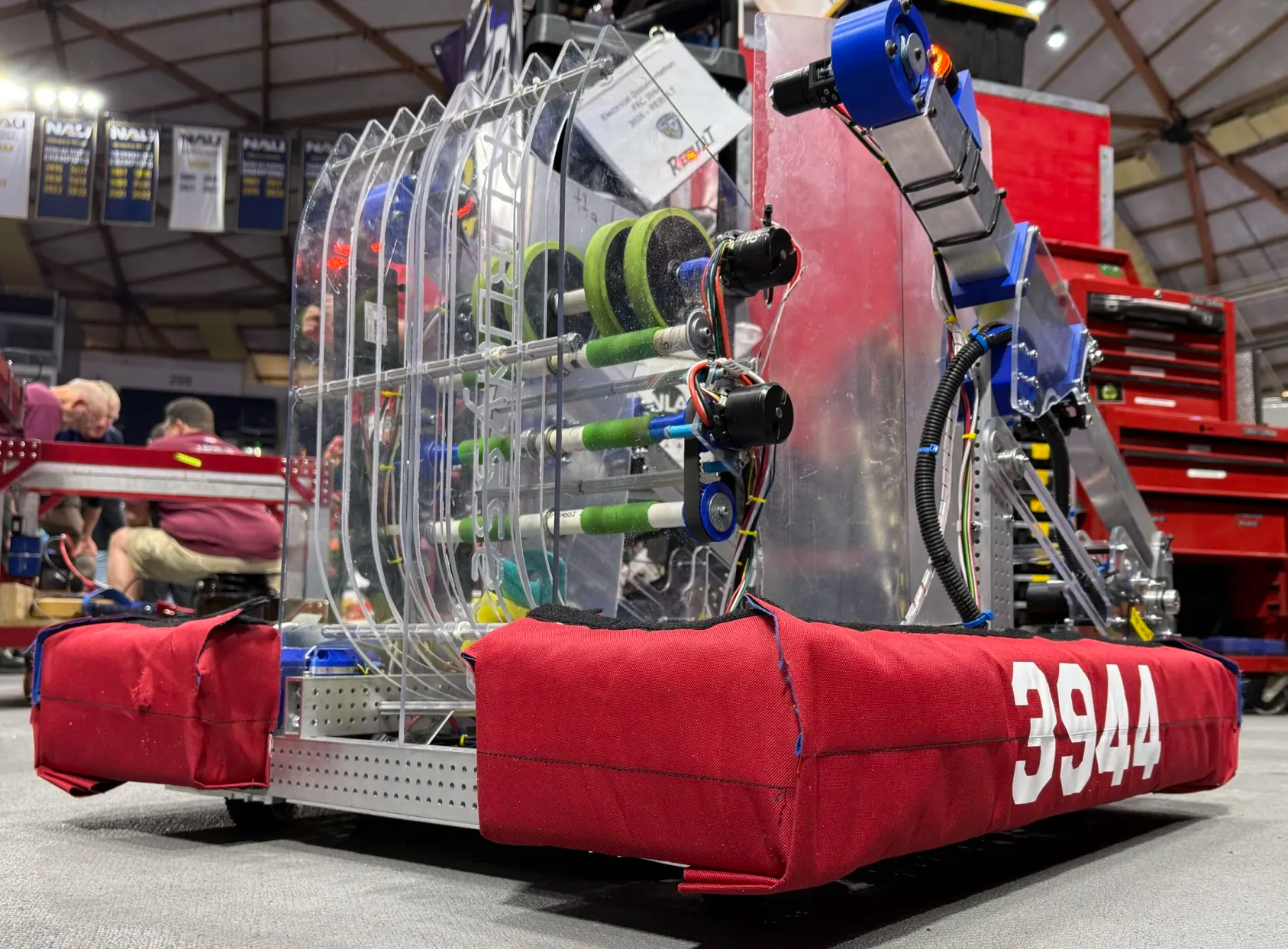 Team 3944's 2026 robot in the competition pit